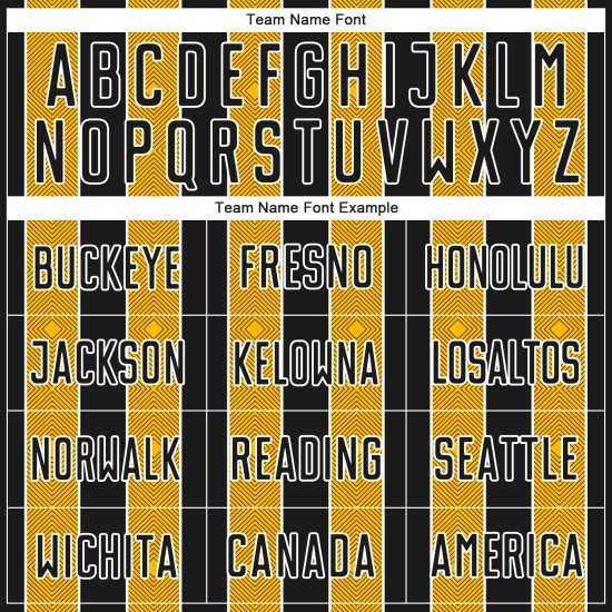 Uniform Sublimation Black Line Soccer Sports Custom Pinstripe Gold-White Jersey