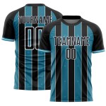 Panther Sports Sublimation Uniform Soccer Line Blue-White Pinstripe Custom Jersey Black