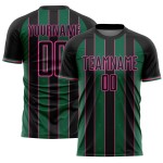 Soccer Pinstripe Kelly Uniform Sublimation Line Green-Pink Black Jersey Custom Sports