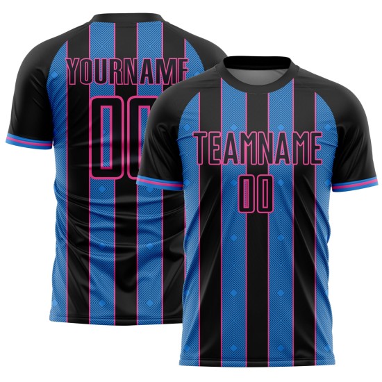 Uniform Jersey Powder Blue-Pink Black Line Pinstripe Custom Sublimation Sports Soccer
