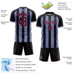 Soccer Line Black Uniform Blue-Pink Jersey Sublimation Custom Pinstripe Light Sports