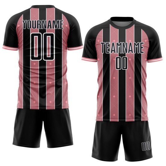 Line Medium Pinstripe Jersey Uniform Custom Sports Black Pink-White Soccer Sublimation