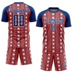 And Royal-White Uniform Sublimation Red Soccer Stripes Custom Stars Jersey