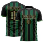 Uniform Gold Kelly Green-Old Jersey Black Custom Sublimation Line Sports Soccer Pinstripe