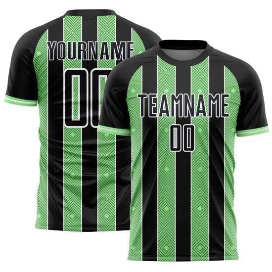 Jersey Green-White Uniform Pinstripe Sublimation Soccer Line Pea Black Sports Custom