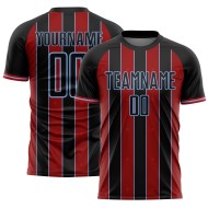 Black Sublimation Jersey Soccer Pinstripe Uniform Line Sports Red-Light Custom Blue