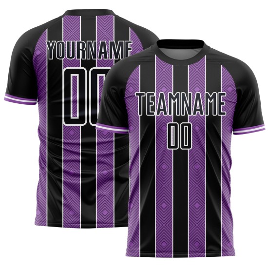 Soccer Medium Jersey Line Custom Uniform Sports Purple-White Black Pinstripe Sublimation