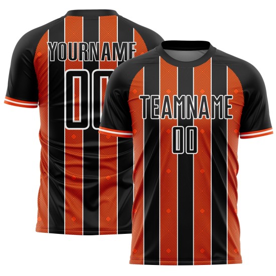Uniform Soccer Pinstripe Jersey Orange-White Custom Line Black Sports Sublimation