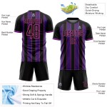 Purple-Pink Uniform Custom Sports Black Line Jersey Soccer Pinstripe Sublimation