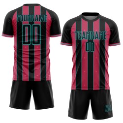 Pinstripe Line Jersey Pink-Aqua Custom Soccer Neon Black Sports Sublimation Uniform