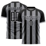 Custom Line Sports Black Pinstripe Gray-White Soccer Uniform Jersey Sublimation