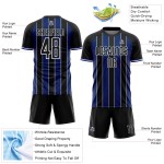 Black Uniform Royal-White Soccer Sports Custom Line Pinstripe Sublimation Jersey