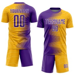 Custom Soccer Jersey Uniform Purple-White Gold Arrow Gradient Sublimation