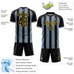 Uniform Black Custom Light Line Jersey Blue-Yellow Sports Sublimation Pinstripe Soccer