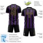 Line Sublimation Pinstripe Gold Custom Sports Soccer Jersey Purple-Old Black Uniform
