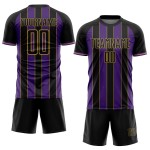 Line Sublimation Pinstripe Gold Custom Sports Soccer Jersey Purple-Old Black Uniform