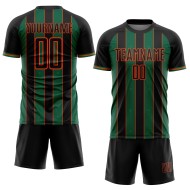 Custom Black Line Green-Orange Soccer Jersey Pinstripe Uniform Sports Kelly Sublimation