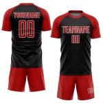 Custom Jersey Uniform Soccer Pinstripe Red-White Black Sublimation