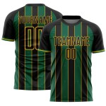 Sports Uniform Black Kelly Soccer Custom Jersey Pinstripe Line Green-Gold Sublimation