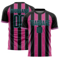 Uniform Jersey Pinstripe Line Sports Pink-Aqua Black Soccer Custom Sublimation