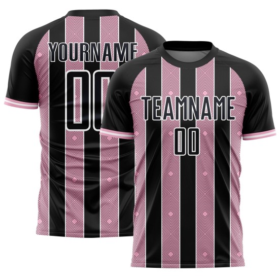Line Sublimation Black Jersey Light Uniform Custom Pinstripe Pink-White Soccer Sports