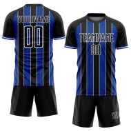 Black Blue-White Jersey Custom Sports Uniform Soccer Thunder Line Pinstripe Sublimation