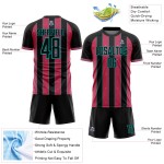 Pinstripe Line Jersey Pink-Aqua Custom Soccer Neon Black Sports Sublimation Uniform