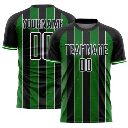 Soccer Pinstripe Line Jersey Sports Green-White Grass Custom Sublimation Black Uniform