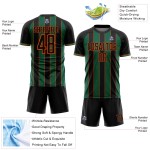 Custom Black Line Green-Orange Soccer Jersey Pinstripe Uniform Sports Kelly Sublimation