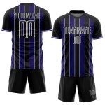 Pinstripe Purple-White Soccer Sports Uniform Black Line Jersey Dark Custom Sublimation