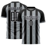 Soccer Jersey Black Pinstripe Silver-White Uniform Sports Sublimation Custom Line