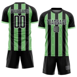 Jersey Green-White Uniform Pinstripe Sublimation Soccer Line Pea Black Sports Custom