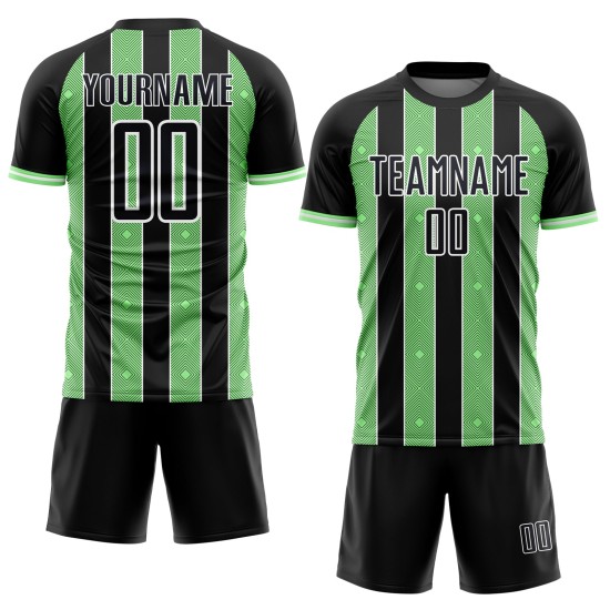Jersey Green-White Uniform Pinstripe Sublimation Soccer Line Pea Black Sports Custom