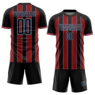 Black Sublimation Jersey Soccer Pinstripe Uniform Line Sports Red-Light Custom Blue