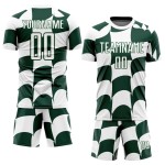 Uniform Soccer Custom Green Plaid White Jersey Sublimation