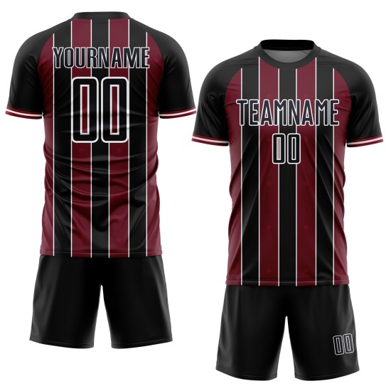 Line Uniform Sports Pinstripe Jersey Custom Soccer Crimson-White Sublimation Black