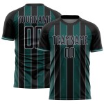 Line Black Sublimation Sports Jersey Soccer Green-Gray Pinstripe Uniform Midnight Custom