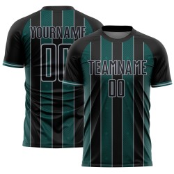 Line Black Sublimation Sports Jersey Soccer Green-Gray Pinstripe Uniform Midnight Custom