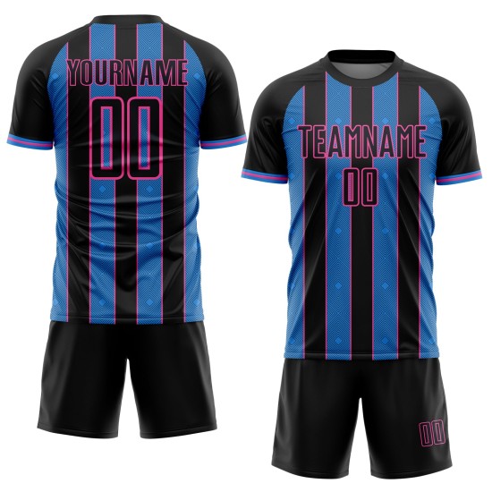 Uniform Jersey Powder Blue-Pink Black Line Pinstripe Custom Sublimation Sports Soccer