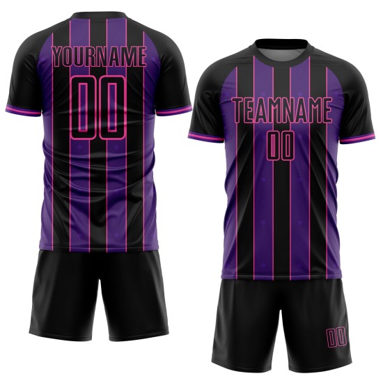 Purple-Pink Uniform Custom Sports Black Line Jersey Soccer Pinstripe Sublimation