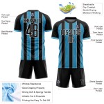 Line Uniform Black Sports Sky Blue-White Pinstripe Jersey Sublimation Soccer Custom
