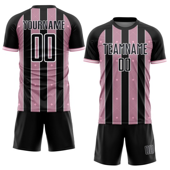 Line Sublimation Black Jersey Light Uniform Custom Pinstripe Pink-White Soccer Sports